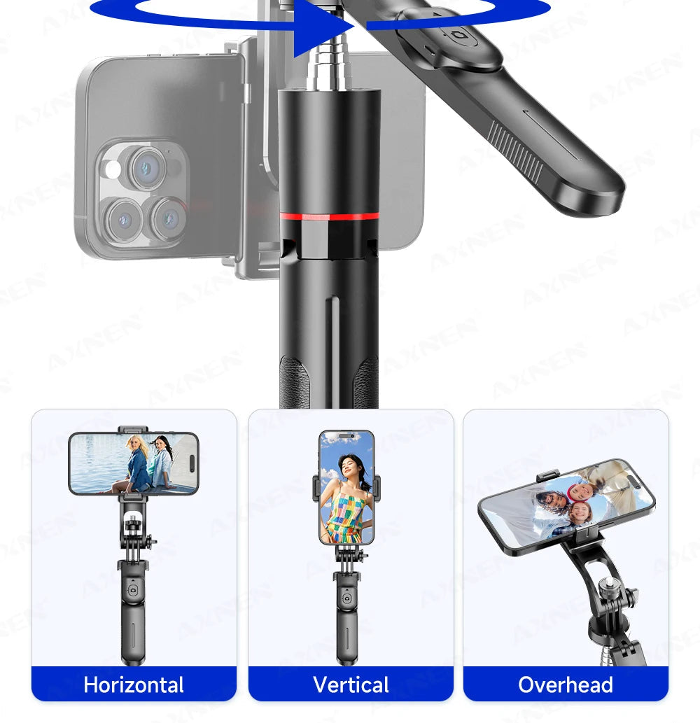 F16 Selfie Stick Tripod with 1708mm Long 8-Section Pole, Bluetooth Remote, 360° Rotation, 1/4 Interface, for Phone Camera Vlog Trekker Essentials