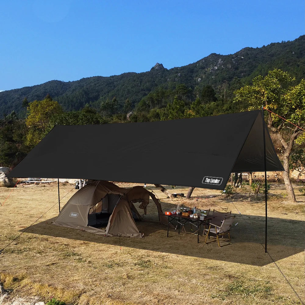 4x6m Waterproof Camping Tarp Oxford Iron Poles