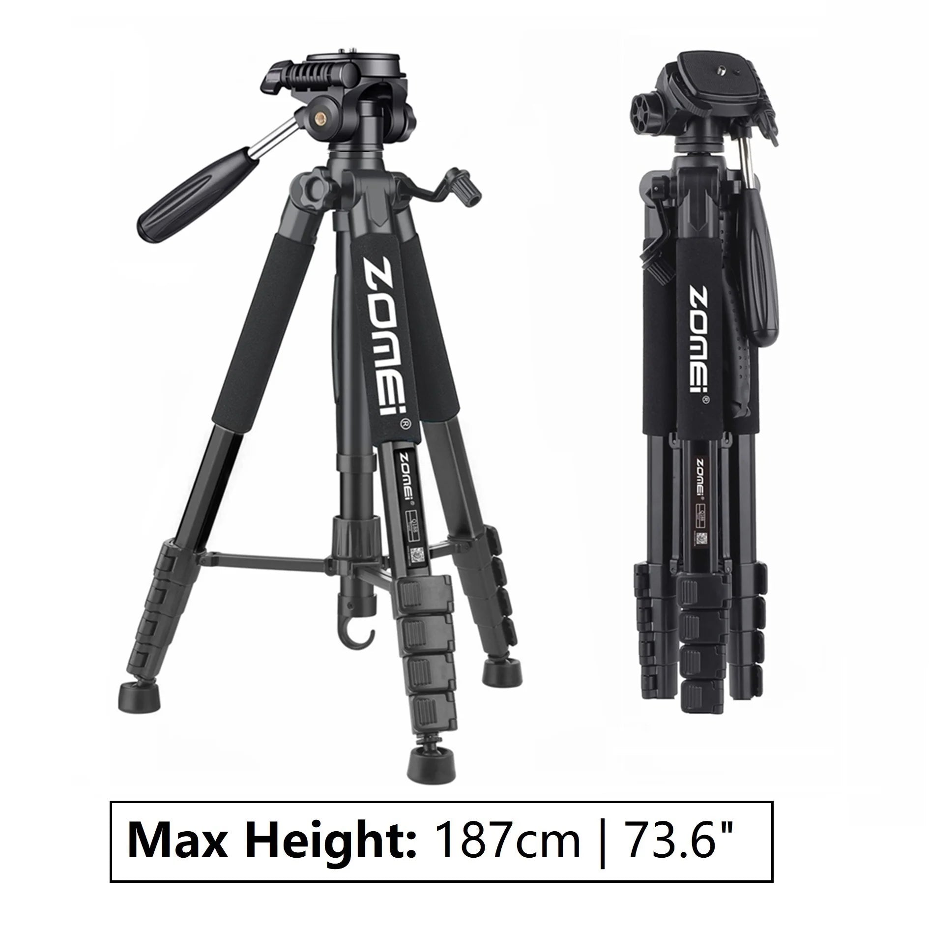 73.6" Professional Camera Tripod - 5kg Load Aluminum Alloy DSLR/Phone Stand
