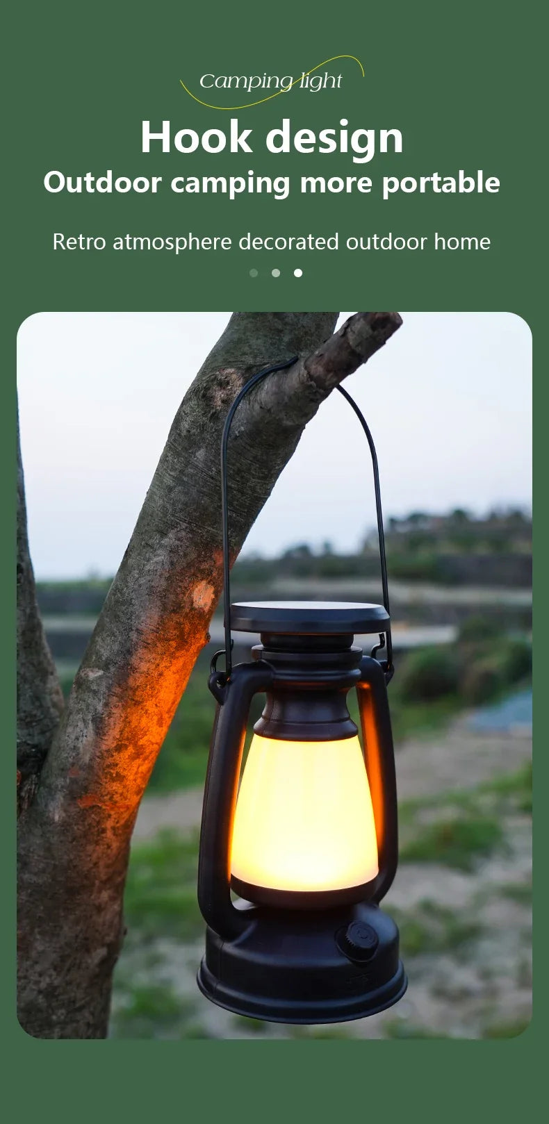 USB & Solar Rechargeable Camping Lantern – Portable LED Tent Light with 3000K–5000K Dimming, Waterproof Outdoor Lamp