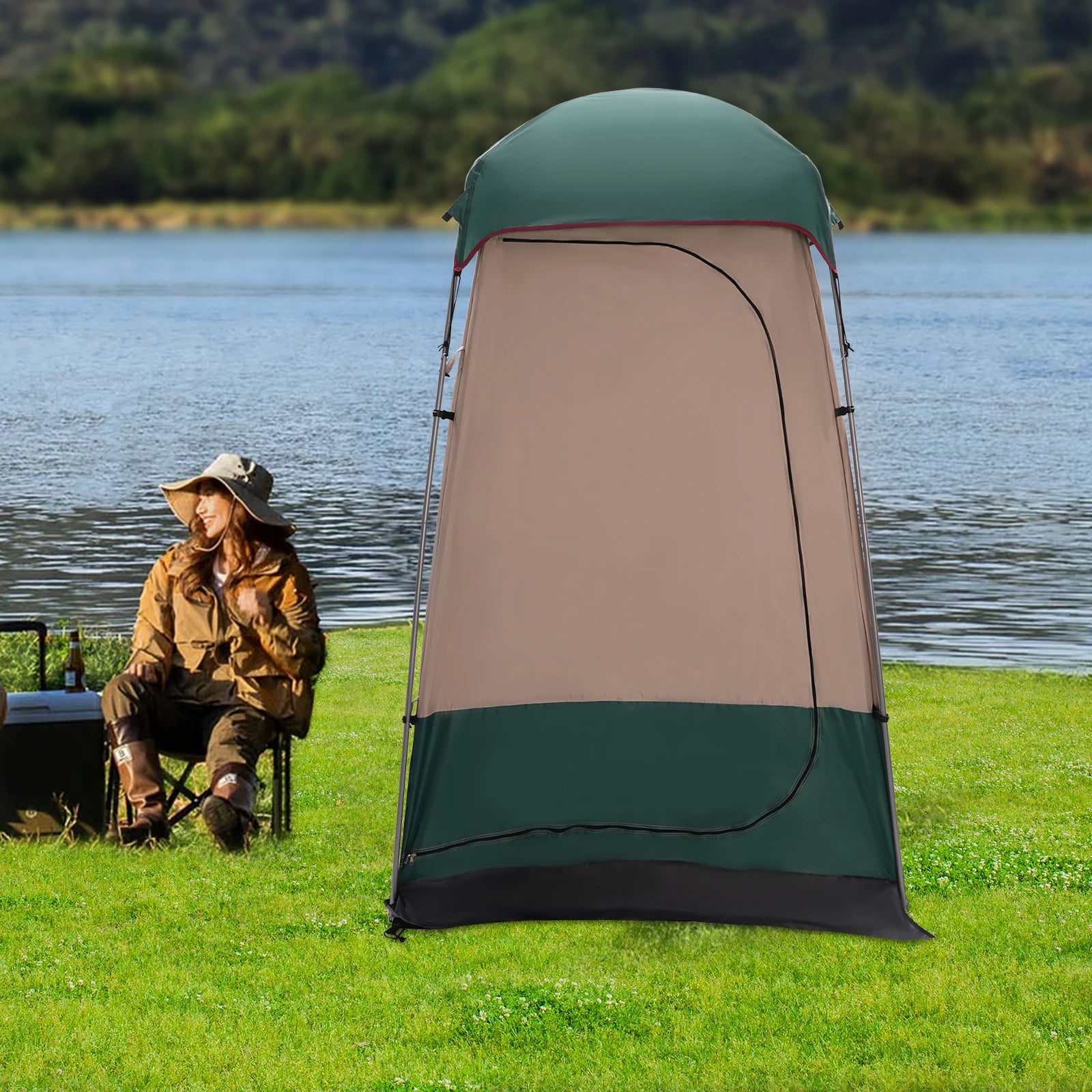 Portable Shower & Toilet Tent - 160x160x240cm Outdoor Privacy Shelter for Camping & Beach