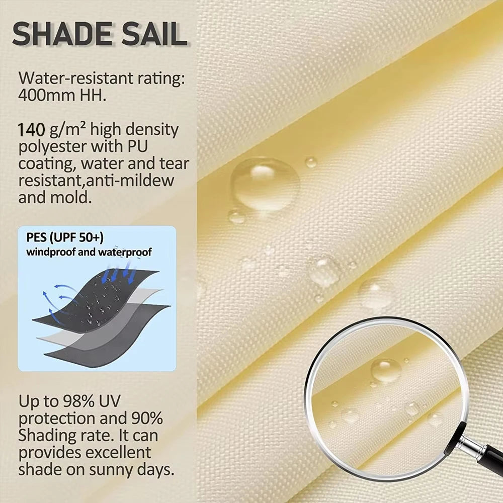 95% UV Block Waterproof Sun Shade Sail - High-Density Breathable Canopy for Patio Garden Pool Backyard, Windproof with Stainless Trekker Essentials