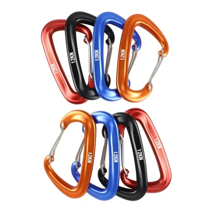D-Shaped Carabiner Clips (1/8 PCS) – 12KN Heavy Duty Aluminum Hooks for Camping, Hammocks & Outdoor Gear Trekker Essentials