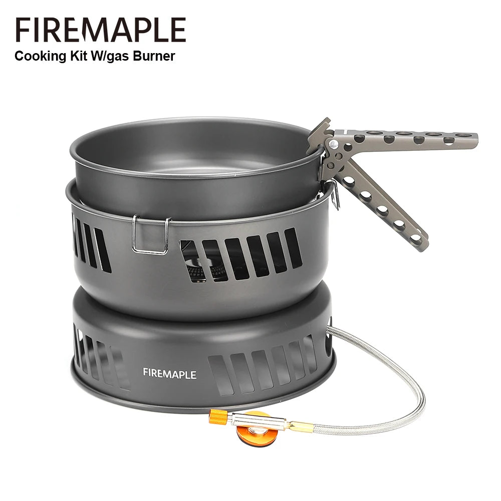 Ultralight Camping Cookware Set with Gas Burner – 5+ Person Aluminum Alloy Pot System for Hiking, Backpacking & Picnics