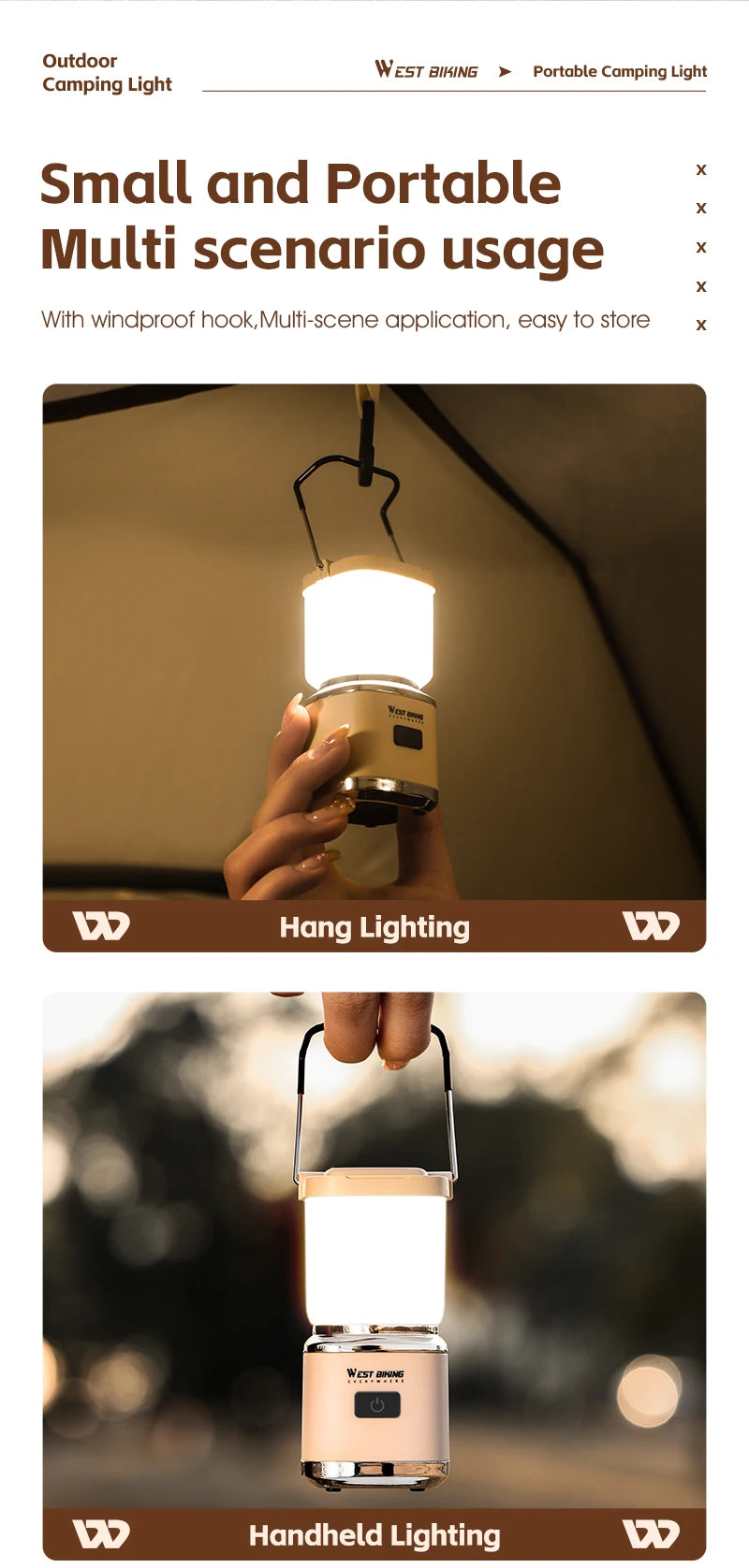 USB-C Rechargeable Camping Light - Magnetic Base LED Lantern with Tripod