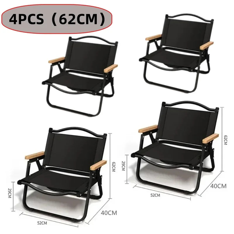 4/2/1PCS-khaki Camping Chair Portable Outdoor Chair Aluminum Alloy Wood Grain Folding Chair Camping Equipment Kermit Chair Trekker Essentials
