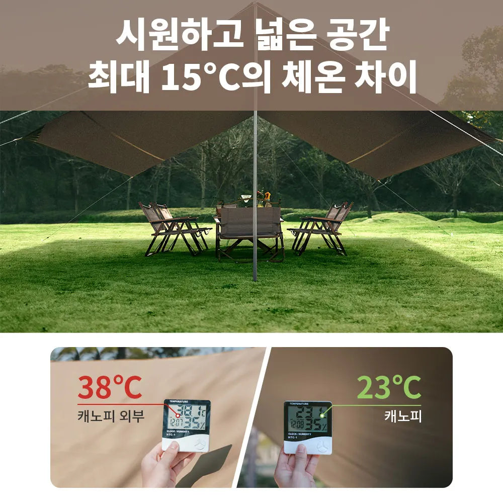 Naturehike Camping Sun Shelter Summer 10-12 Person Awning 17㎡ Sunshade Ourdoor Park Beach Tent Tarp Vinyl Coating Canopy Trekker Essentials