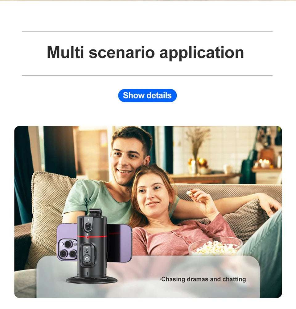 360° Rotating Phone Gimbal with 1.5M Selfie Stick & Face Tracking – Stabilizer for TikTok, Vlogging & Live Streaming
