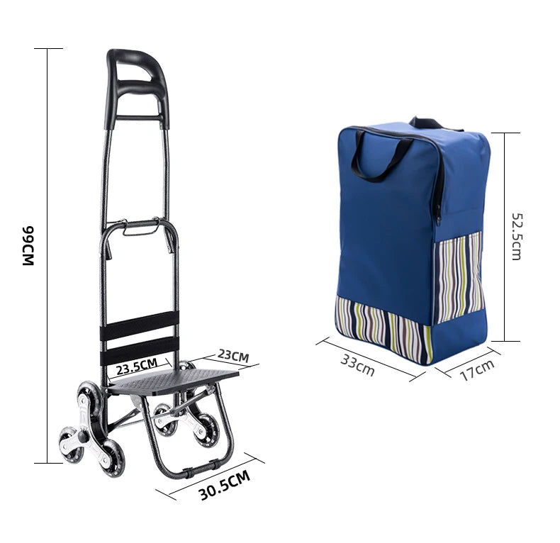 Light Grocery Shopping Trolley Household Climbing Stairs Folding Trailer Outdoor Travel Hand Pull Shopping Cart