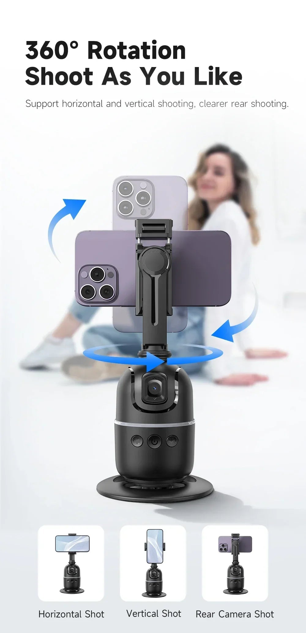 360° Auto Face Tracking Gimbal Tripod with Gesture Control & Remote