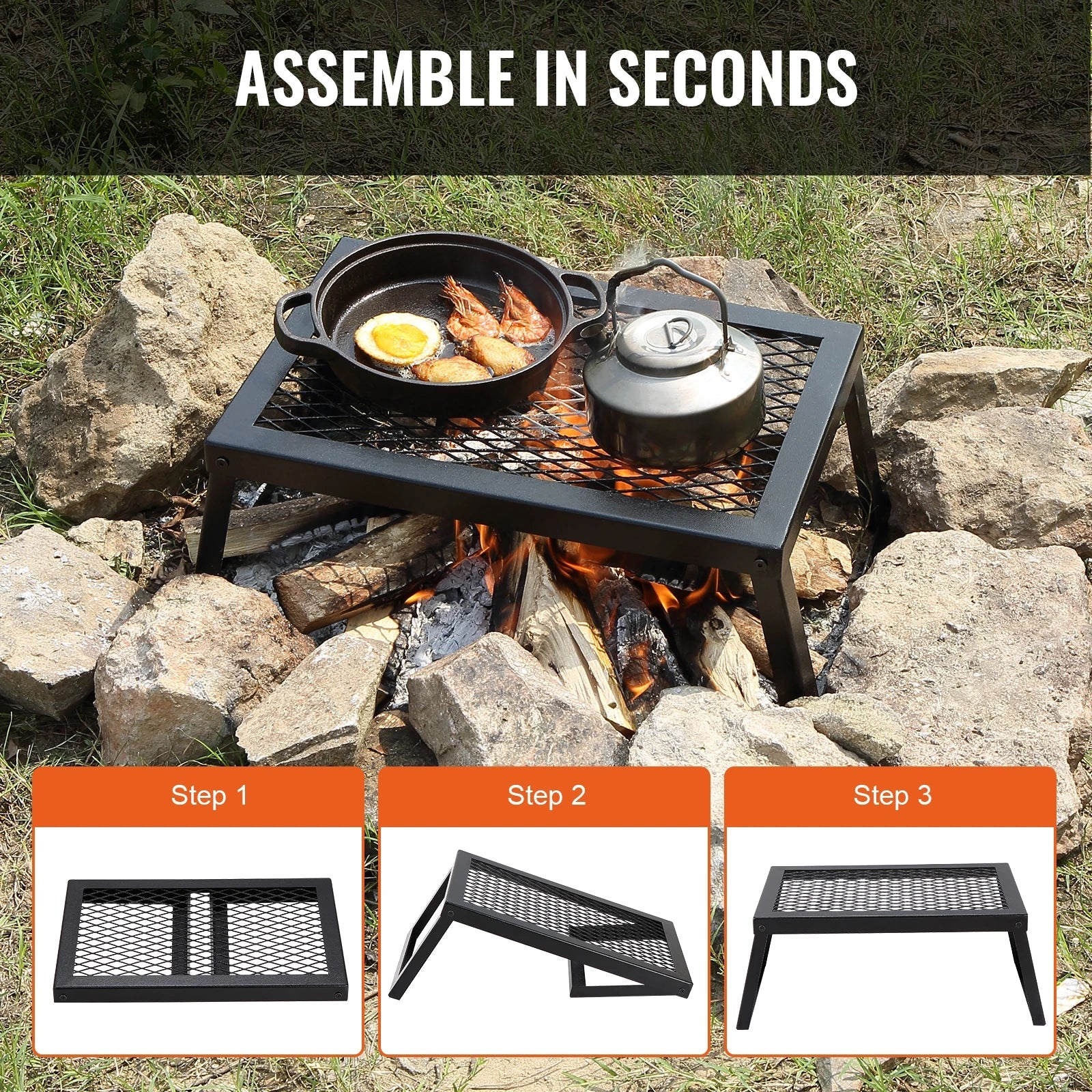 SucceBuy 18/24in Barbecue Charcoal Grill Outdoor Home Appliance for Outdoor Cooking Camping Picnics Beach Trekker Essentials