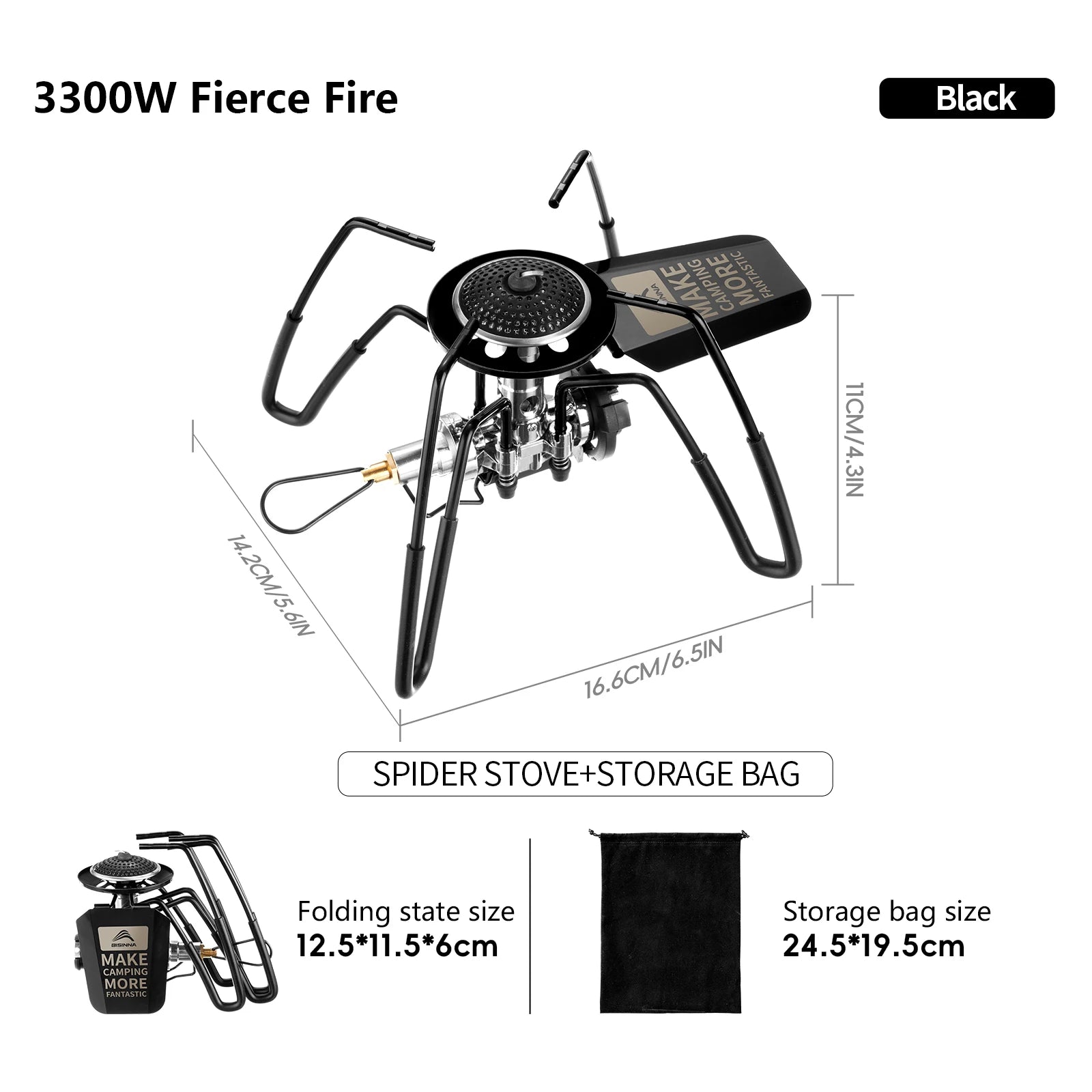 3300W Portable Folding Spider Camping Stove with Piezo Ignition