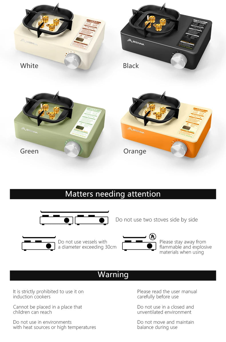 BISINNA Camping Gas Stove 5800W High Firepower Outdoor Portable Cassette Burner for Picnic Hiking Trekking Trekker Essentials