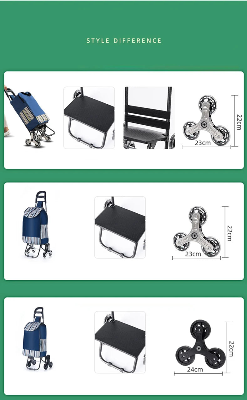 Light Grocery Shopping Trolley Household Climbing Stairs Folding Trailer Outdoor Travel Hand Pull Shopping Cart
