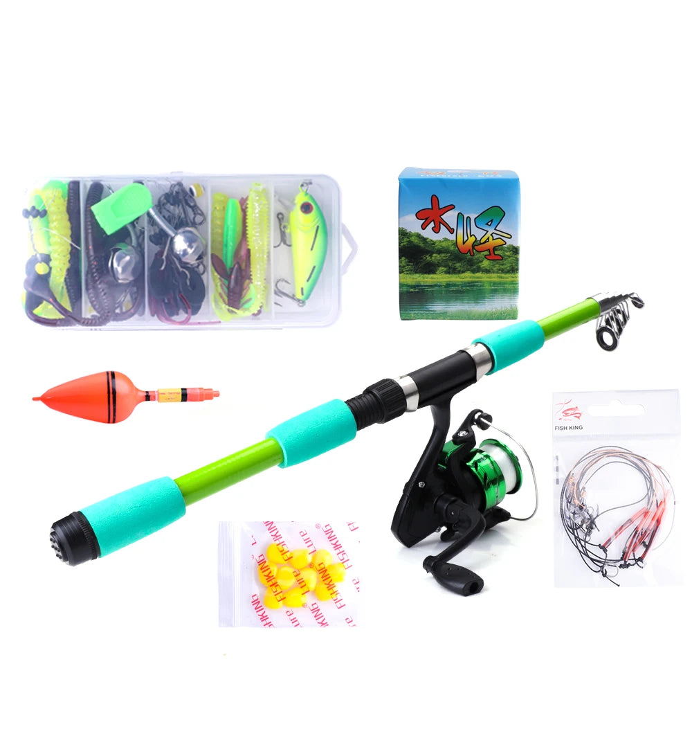FTK Telescopic Fishing Rod & Reel Combo - 1.8/2.1m Carbon Fiber Pole with Full Kit