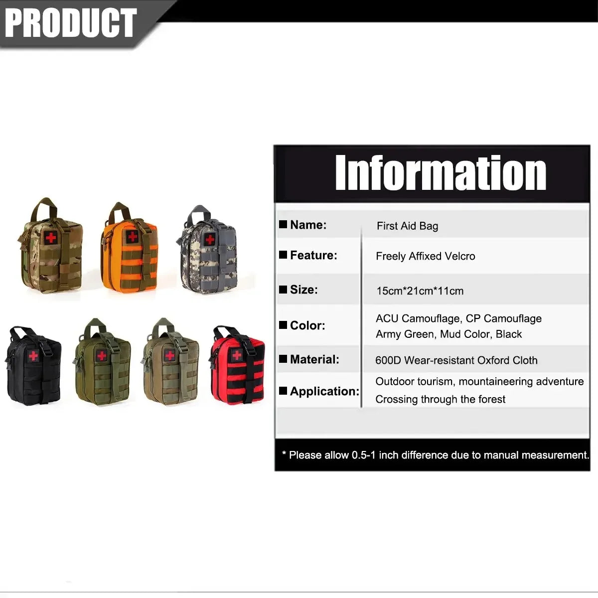 Tactical Molle First Aid Pouch – EDC Emergency Medical Kit Bag for Camping, Hiking & Survival Trekker Essentials