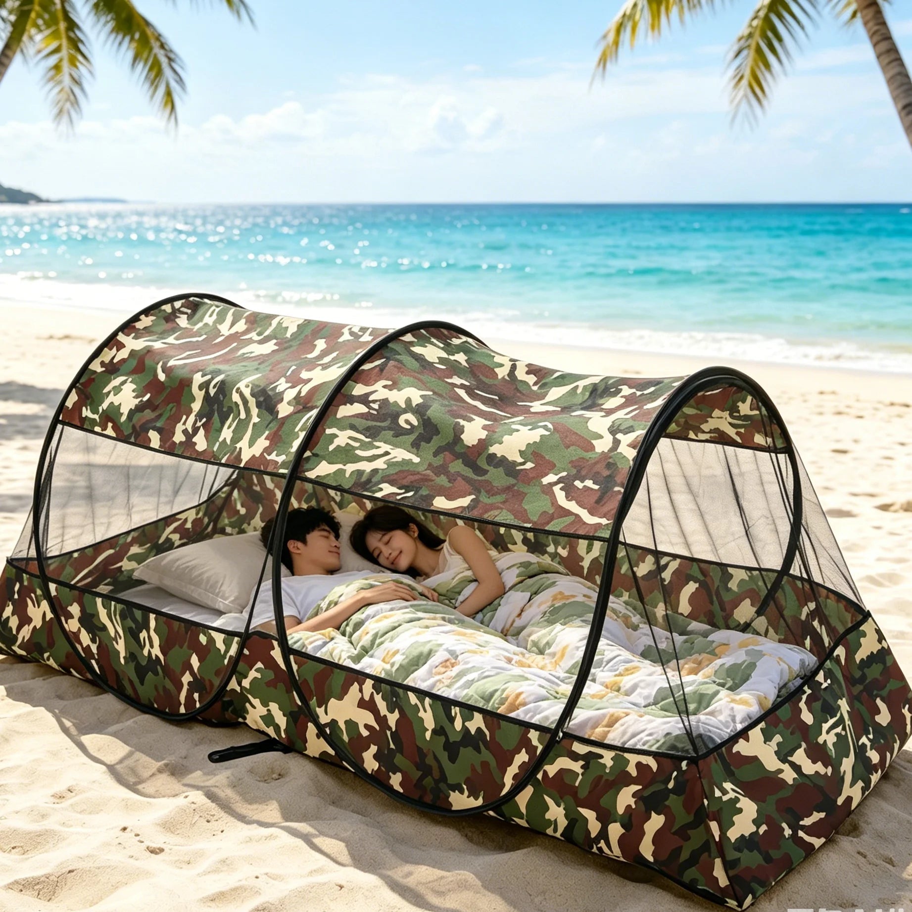 Pop-Up Mosquito Net Camping Tent – 2-Person Insect-Proof Shelter for Outdoor Travel & Cycling Trekker Essentials