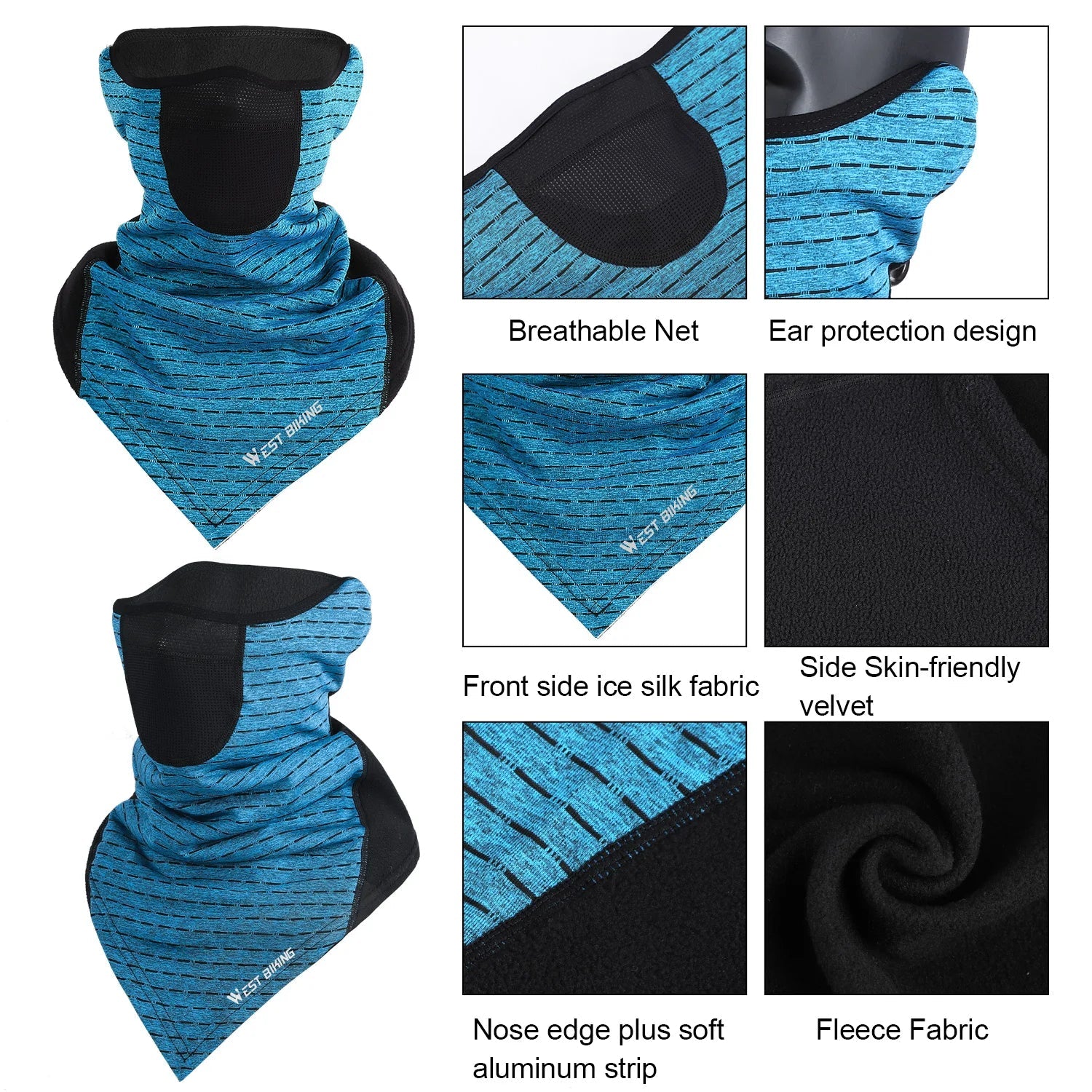 WEST BIKING Winter Windproof Ski Warm Mask Fleece Running Fishing Hiking Scarf Cycling Motorcycle Neck Warmer Thermal Sport Gear Trekker Essentials