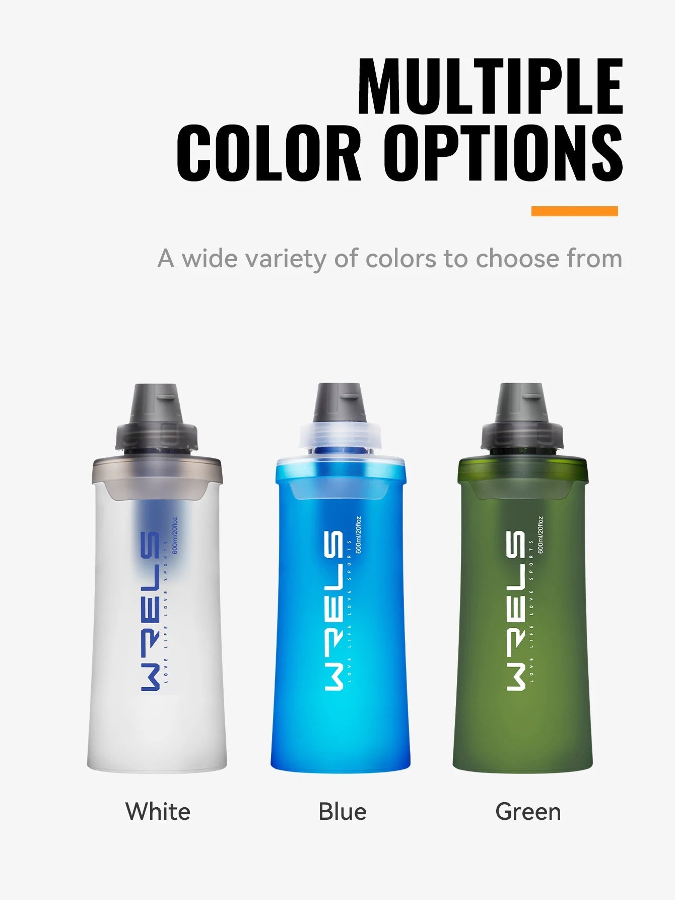 WRELS Soft Water Bottle with Filter Ultralight Collapsible Water Filter Bottle Hydrapak Soft Flask for Hiking Camping Backpack Trekker Essentials