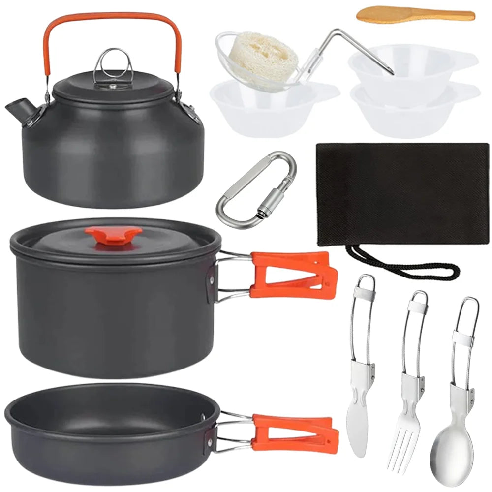 Portable Camping Cookware Set – Lightweight Aluminum Outdoor Cooking Kit for Camping, Hiking & Backpacking Trekker Essentials