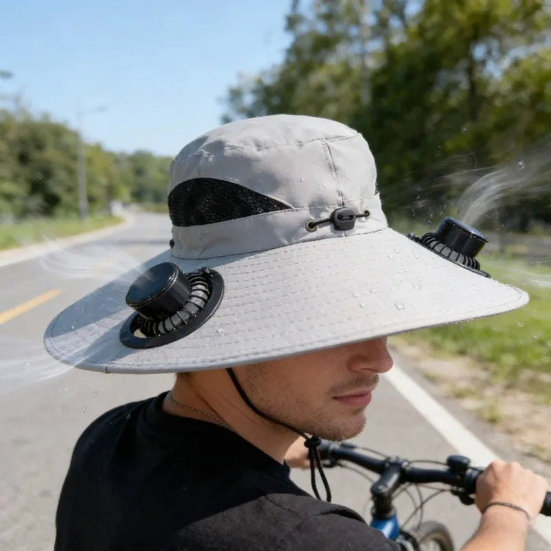 Solar Powered Sun Hat Cooling Fan UV Protection Outdoor Hiking Fishing Camping Summer Travel Bucket Hat Sun Protection Hat Trekker Essentials