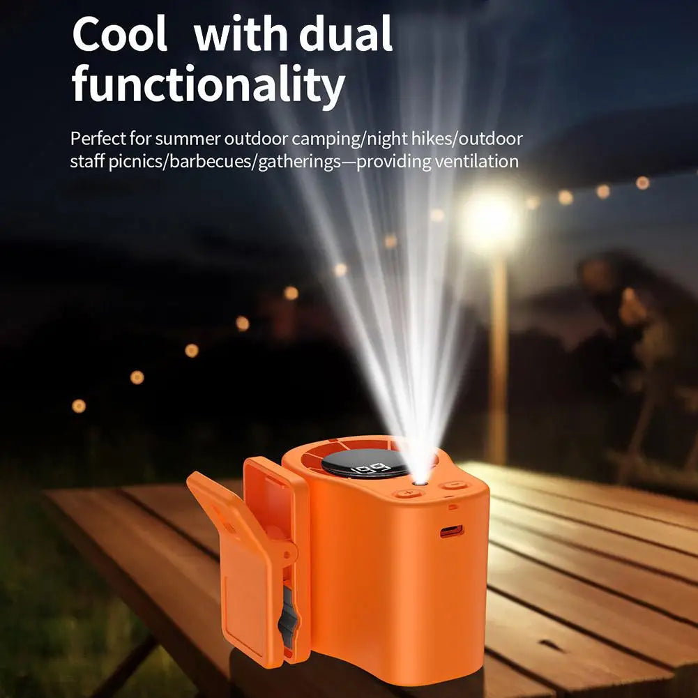 Car Fan USB Rechargeable Portable Clip-on Desk Fan LED Display 360° Rotation Quiet Powerful Airflow for Camping Travel Office Trekker Essentials