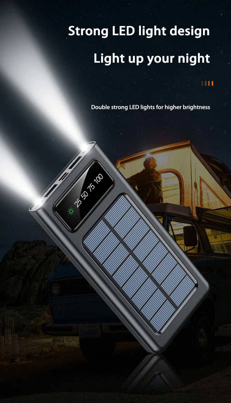 200000mAh Solar Power Bank – Ultra Capacity Portable Charger with Fast Charging, LED Light & Wireless Charging Trekker Essentials