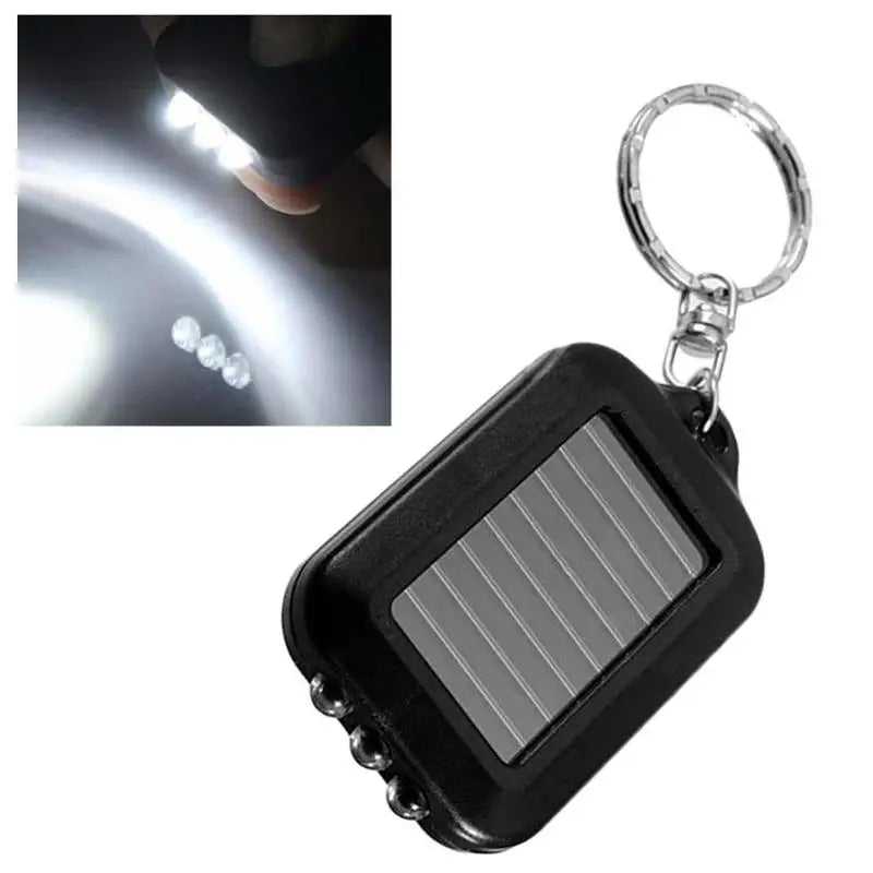 Portable LED Keychain Solar Flashlight 1/2pcs Mini Pocket Light Self-defence Mini Torch Outdoor Hiking Bag Lock Key Ring Light Trekker Essentials