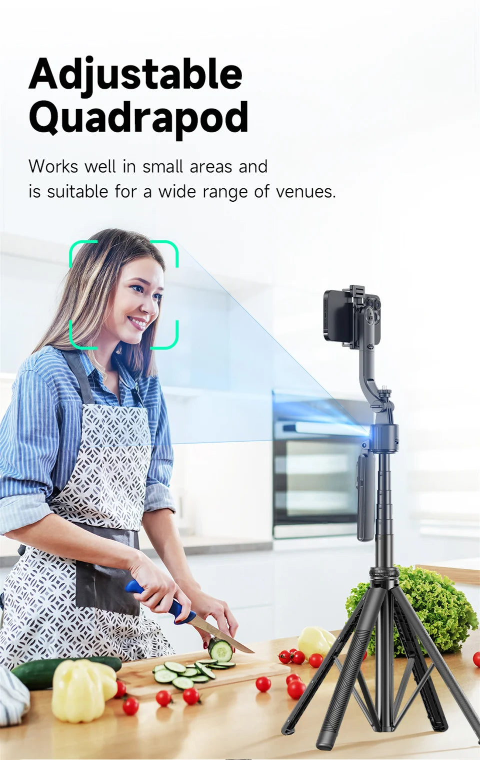 AI Tracking Selfie Stick - 360° Auto-Follow Tripod with Bluetooth Remote