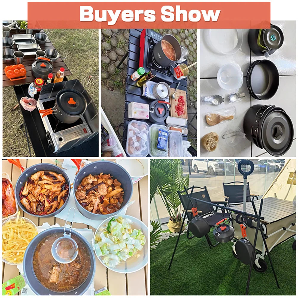 Ultralight Camping Cookware Set - Non-Stick 3-Piece Aluminum Pot/Pan/Kettle