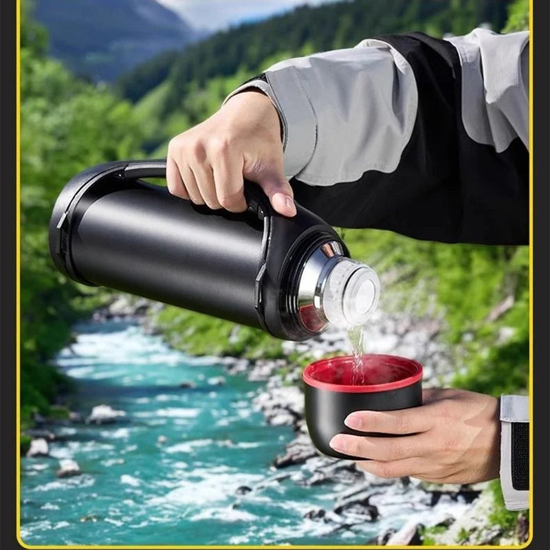 Large Capacity Camping Thermos | 2-in-1 Outdoor Travel Kettle & Cold Pot for Coffee & Hydration
