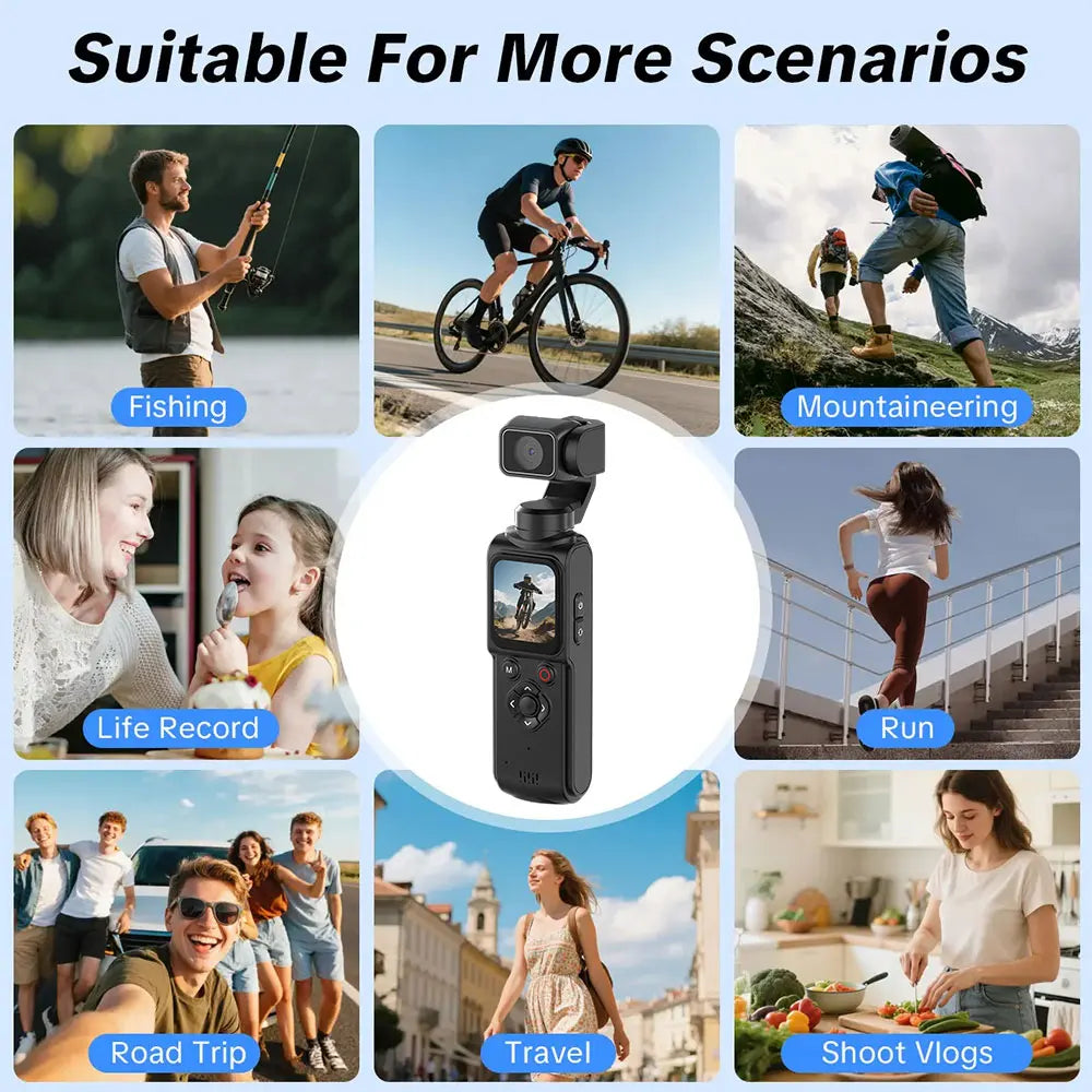 ANSVICAM 4K Wifi Pocket Vlogging Camera 330° Auto Rotatable Touch Screen Sports DV Bodycam Face Tracking Portable Action Cameras Trekker Essentials