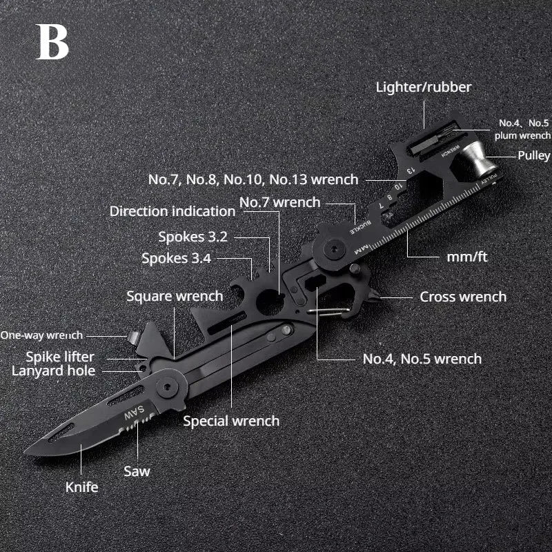 Multifunctional Outdoor Tool Combination Card Folding Molle Scissor Army Knife Mini Bicycle Repair EDC Camping Gear Equipment Trekker Essentials