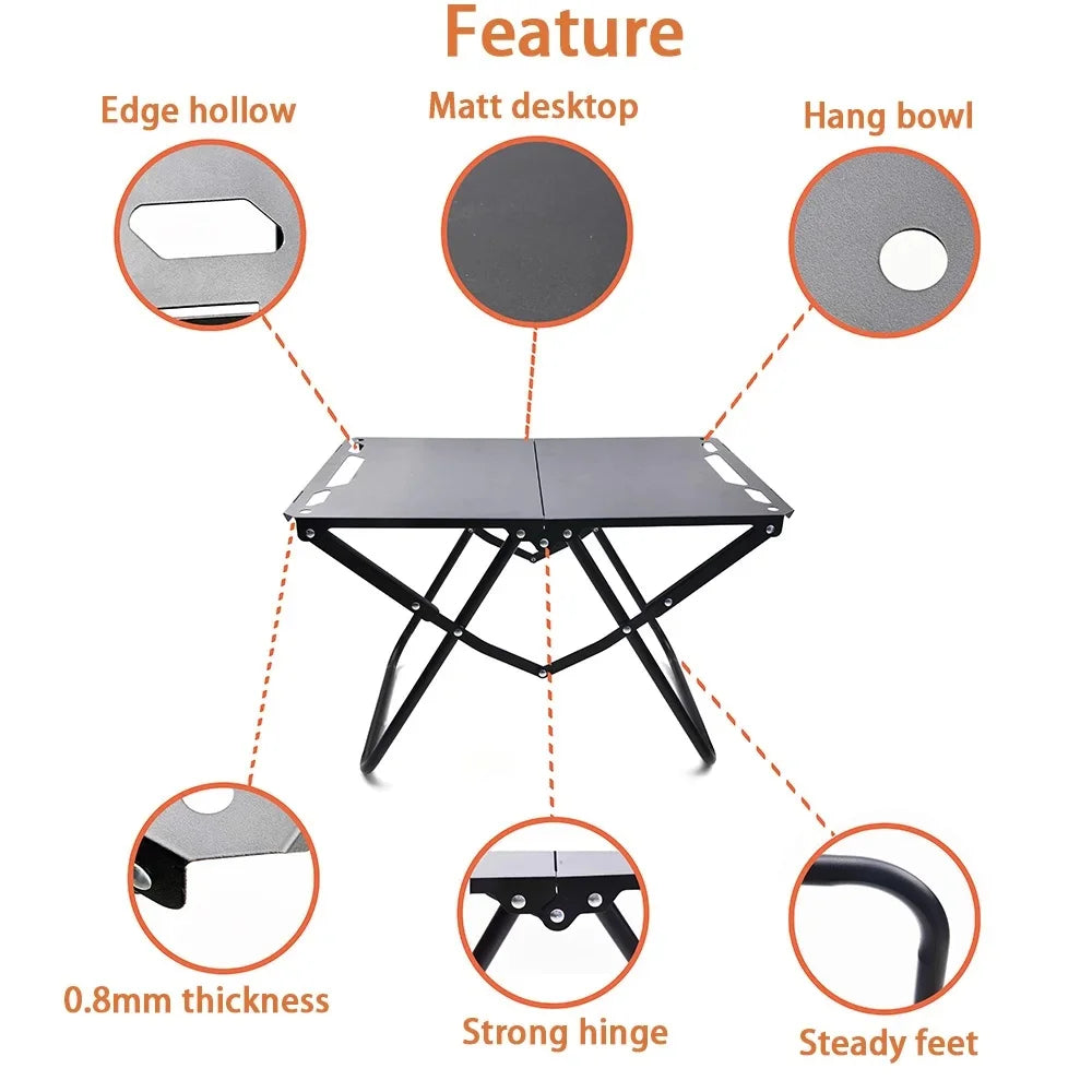 Lightweight Beach Picnic Table, Foldable Hollowed Tabletop, Compact Outdoor Desk for Camping and Daily Leisure Trekker Essentials
