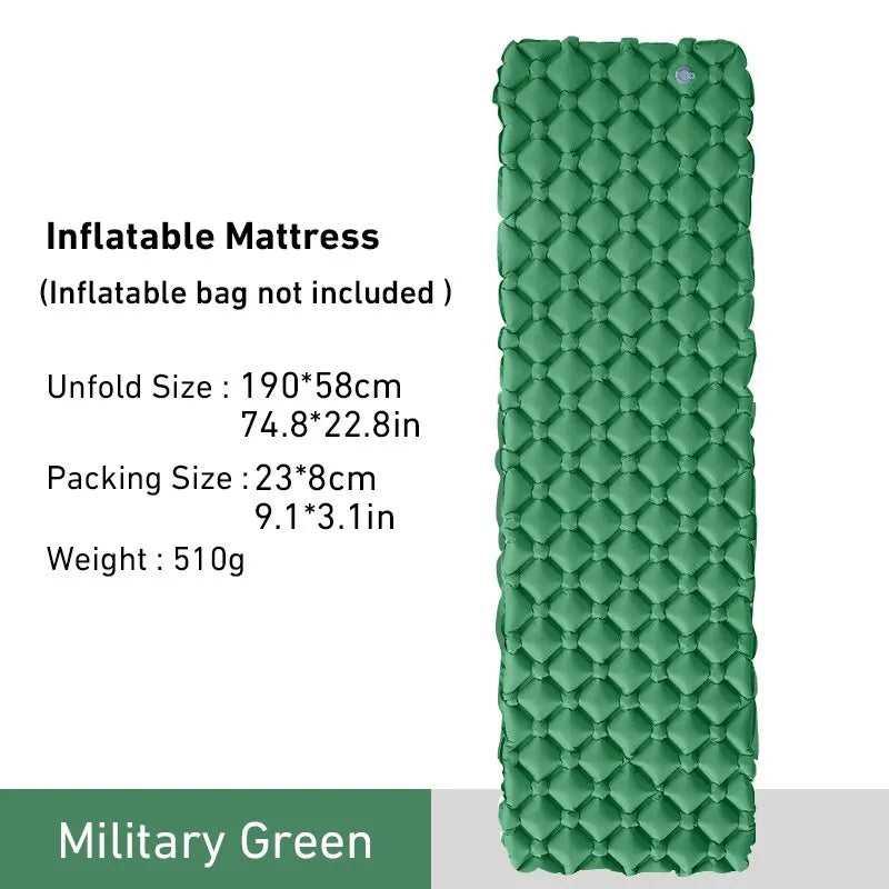 Ultralight Inflatable Camping Sleeping Pad – Portable TPU Nylon Air Mattress for Hiking & Travel Trekker Essentials