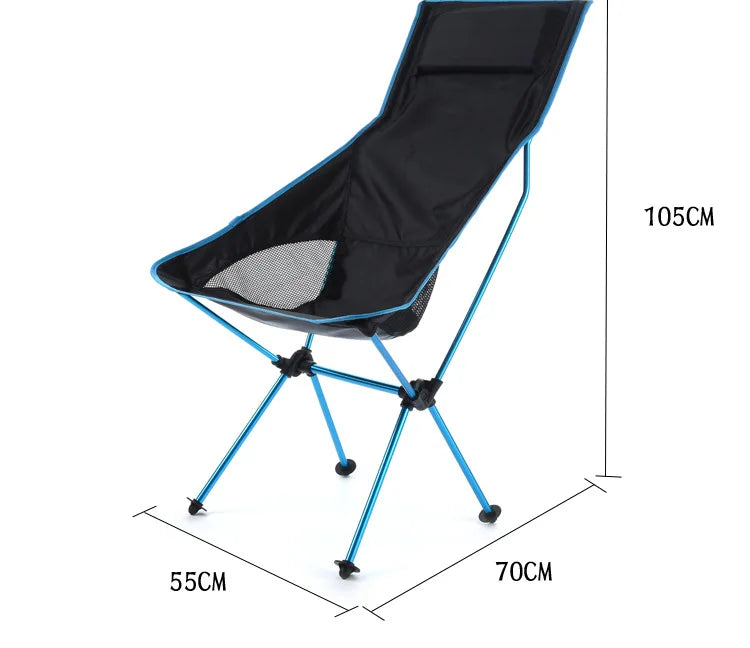 Portable Ultralight Folding Camping Chair - Oxford Fabric, Extended Length for Outdoor Fishing, BBQ, Picnic, Beach Festival