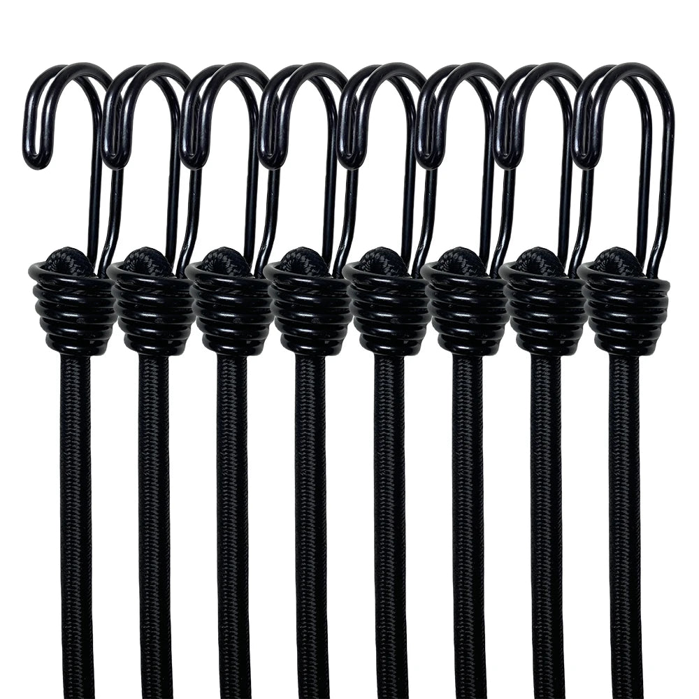 Elastic Bungee Cord Set (2/6/8 PCS) – Heavy Duty Latex Tie Down Straps for Camping, Bikes & Car Luggage Trekker Essentials