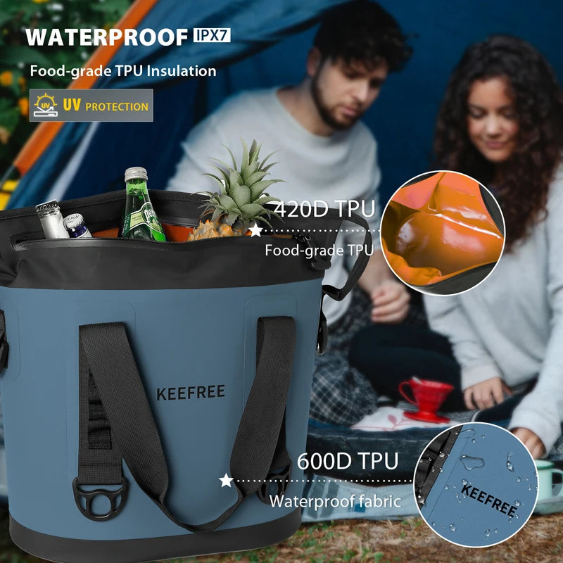 2026 Waterproof Cooler Bag Outdoor Large Capacity Picnic Camping Fishing Ice Bag Portable Thermal Insulation Cold TPU Picnic Bag Trekker Essentials