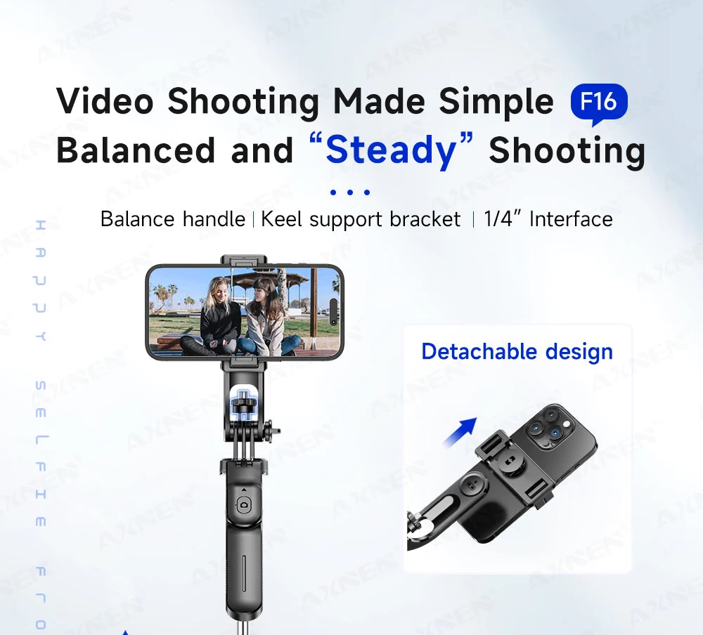 F16 Selfie Stick Tripod with 1708mm Long 8-Section Pole, Bluetooth Remote, 360° Rotation, 1/4 Interface, for Phone Camera Vlog Trekker Essentials