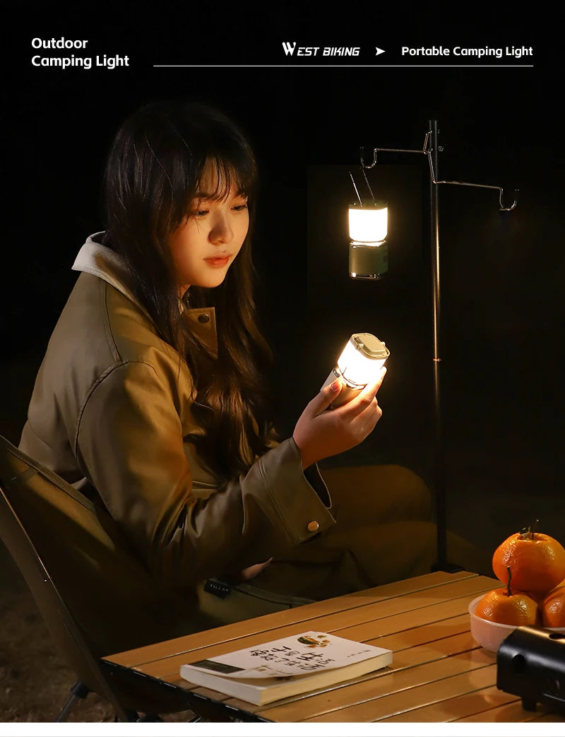 USB-C Rechargeable Camping Light - Magnetic Base LED Lantern with Tripod