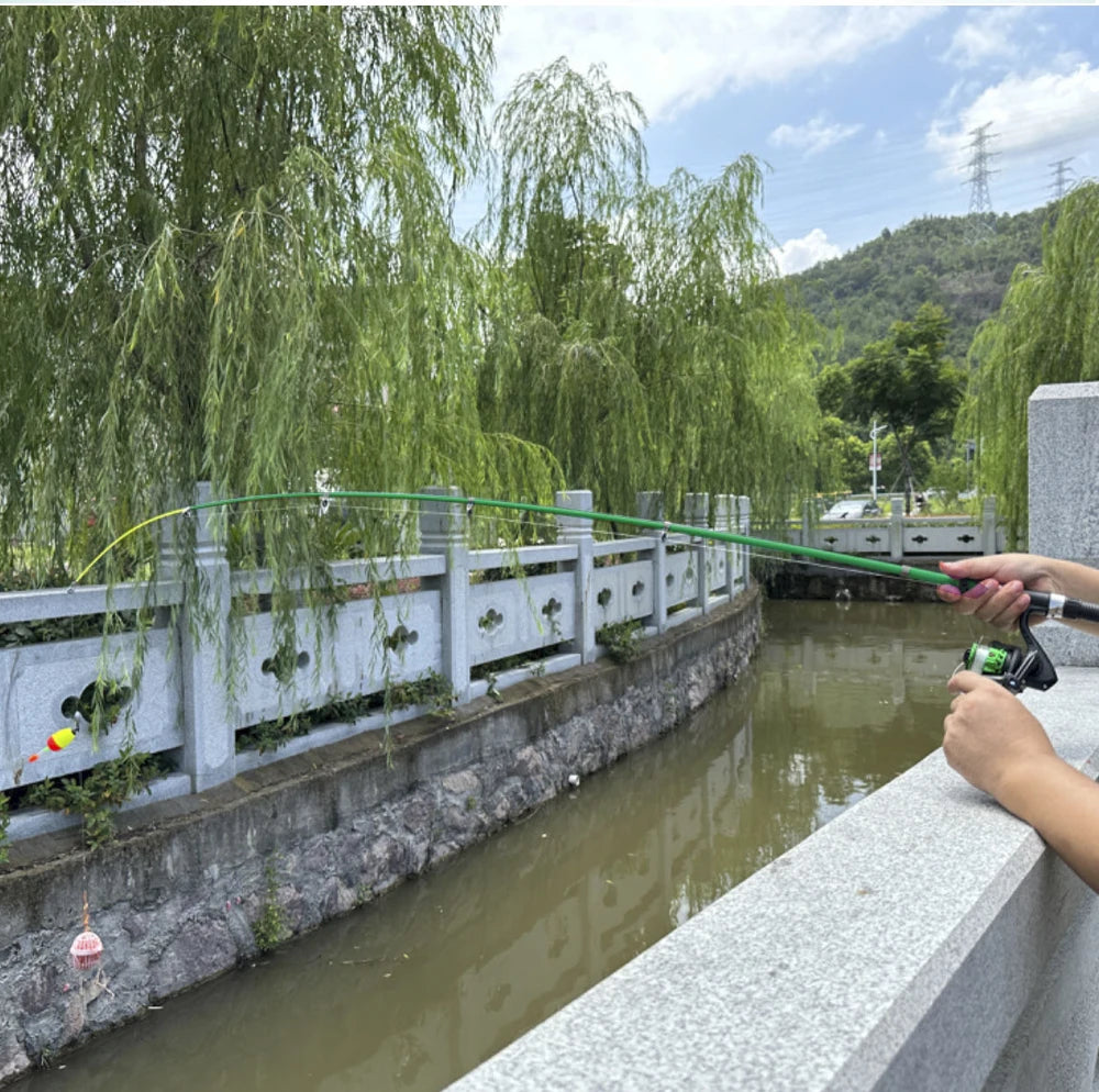 FTK Telescopic Fishing Rod & Reel Combo - 1.8/2.1m Carbon Fiber Pole with Full Kit