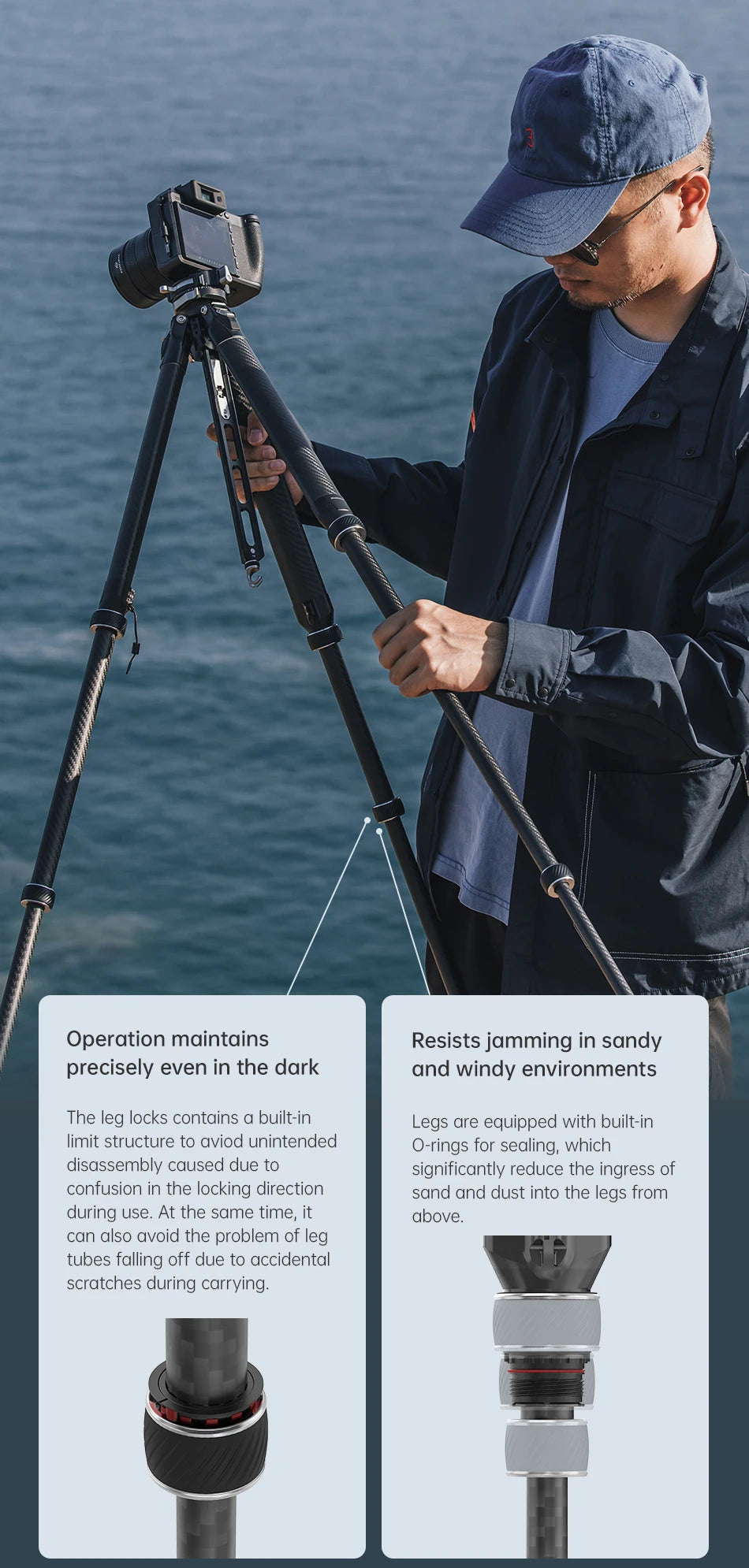 Trípode de viaje de fibra de carbono - Trípode profesional de bloqueo rápido con montura F38