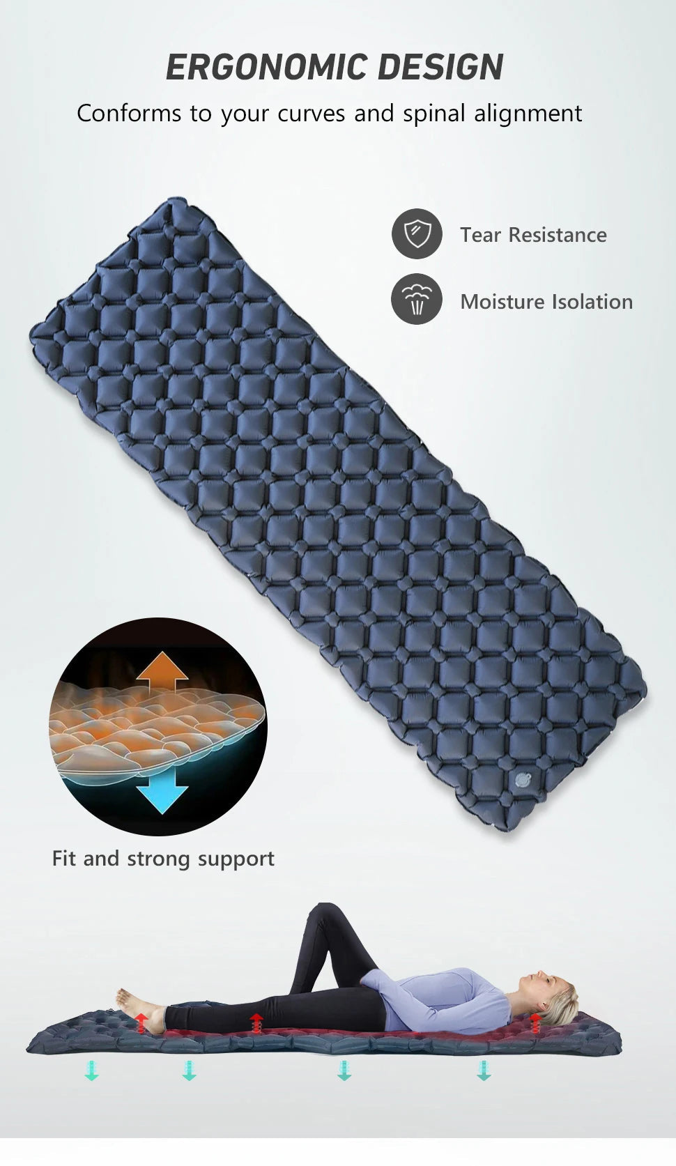 Ultralight Inflatable Camping Sleeping Pad – Portable TPU Nylon Air Mattress for Hiking & Travel Trekker Essentials