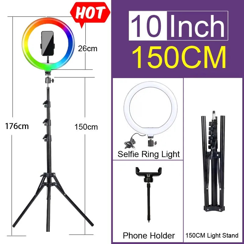 6-14" Professional Ring Light Kit with Tripod – Bi-Color 3200K-5600K LED, USB Powered for Live Streaming, Makeup, TikTok Videos