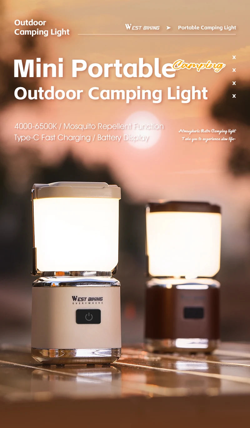 USB-C Rechargeable Camping Light - Magnetic Base LED Lantern with Tripod