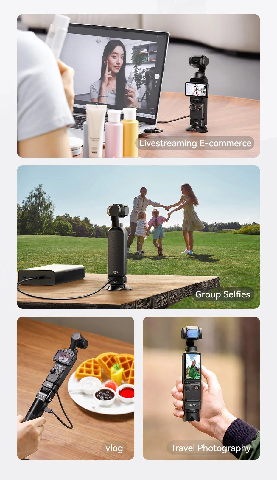 Kit de mini trípode Ulanzi Pocket 3 para DJI Osmo Pocket 3 - PK-08 + PK-11