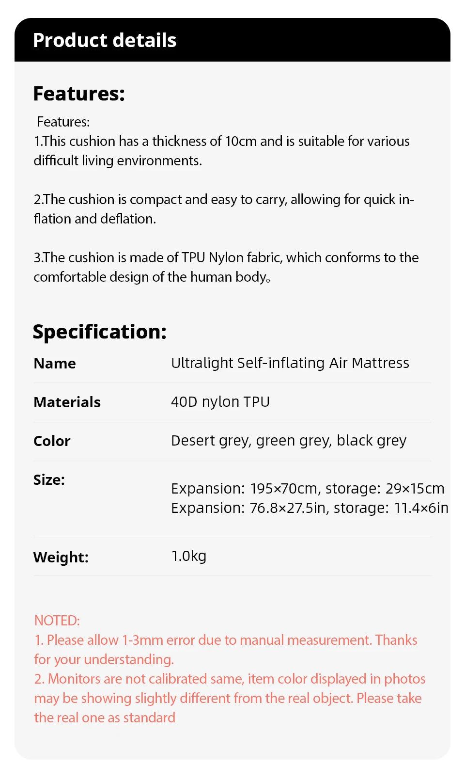 Outdoor Thicken Camping Mattress Ultralight Self-inflating Air Mattress Built-in Inflator Pump For Travel Hiking Fishing Trekker Essentials