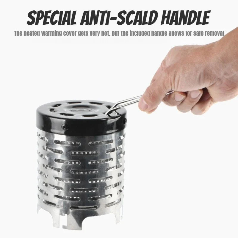 Portable Stainless Steel Camping Heater Hood | Mini Heat Deflector for Outdoor Gas Stove Warmth