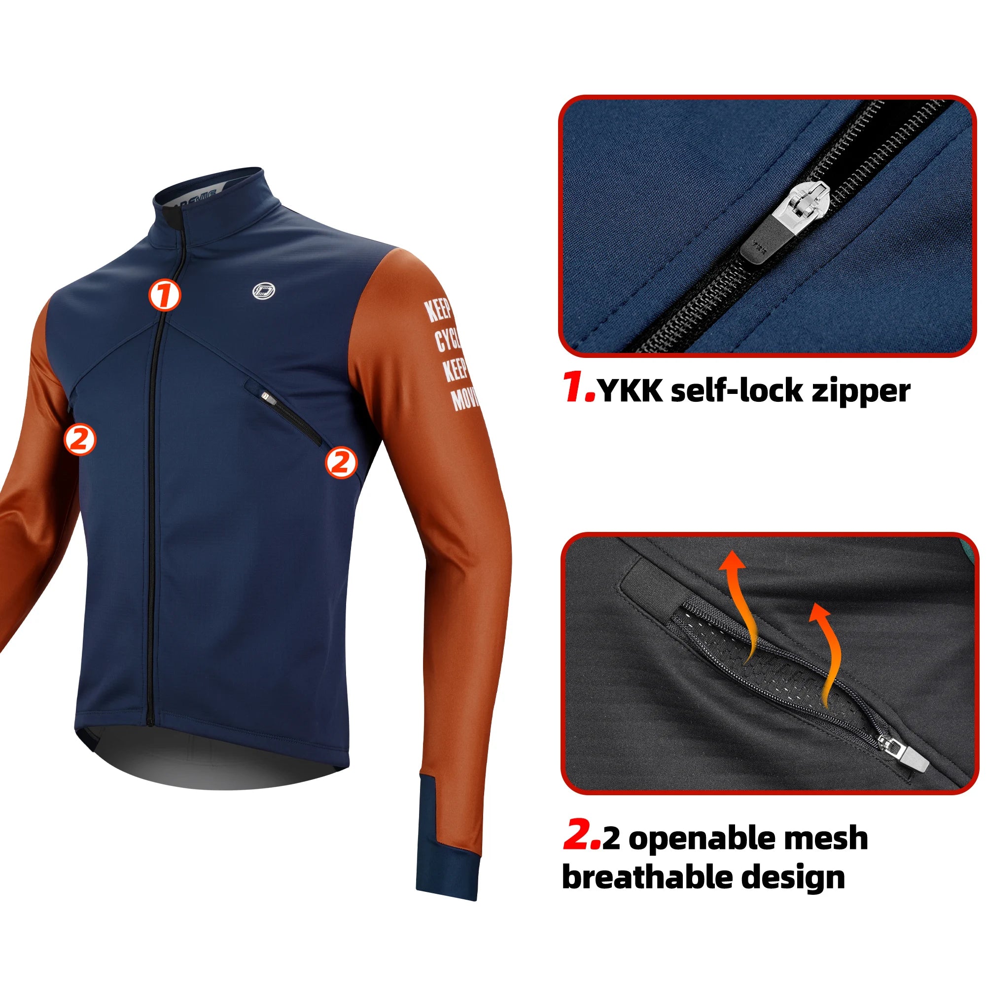 Men's Pro Cycling Jacket: Windproof Fleece Thermal Jacket with Breathable & Reflective Design