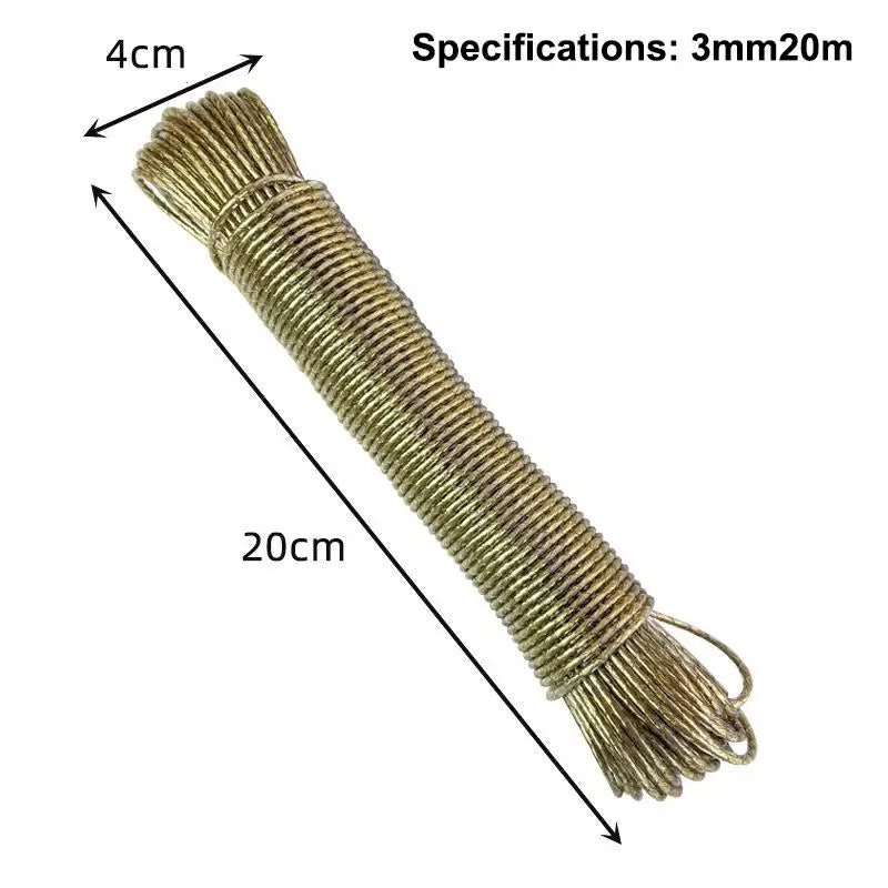 10/20/30/50M PVC Coating Steel Clothesline Outdoor Portable Clothesline Garden Camping Travel Clothes Drying Rope Trekker Essentials